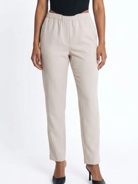 SAMSOE SAMSOE | Hoys Beige Elastic-Waist Straight-Leg Pants Women’s Size XL